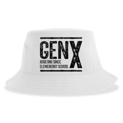 Generation X Gen X Adulting Since Elementary School Sustainable Bucket Hat