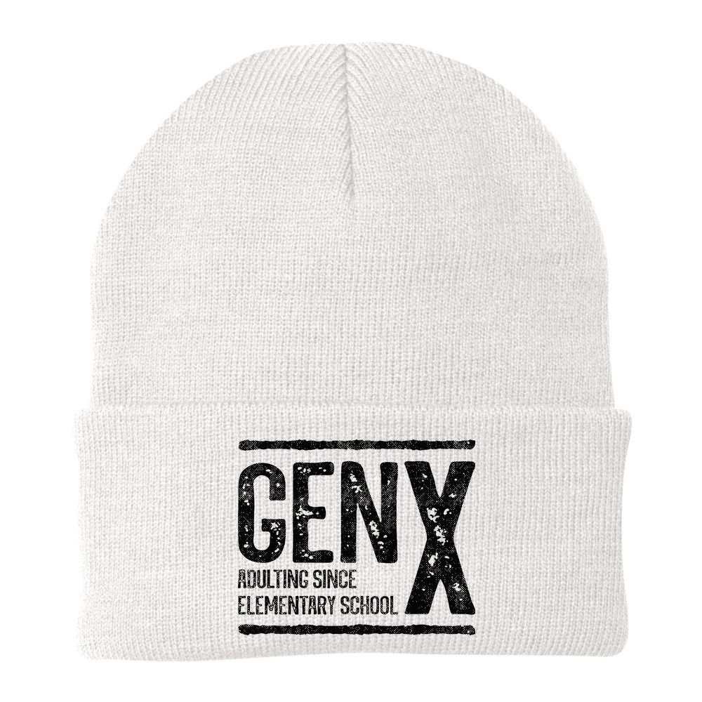 Generation X Gen X Adulting Since Elementary School Beanie