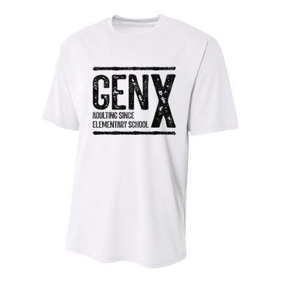 Generation X Gen X Adulting Since Elementary School Youth Performance Sprint T-Shirt