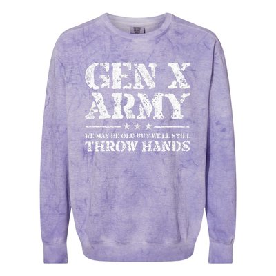 Gen X Gen Xer Generation X Throw Hands Funny Gen X Colorblast Crewneck Sweatshirt