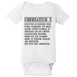 Generation X Gen X Raised On Hose Water And Neglect Nostalgia. Baby Bodysuit