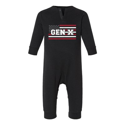 Generation X Gen Xer Gen X American Flag Gen X Infant Fleece One Piece