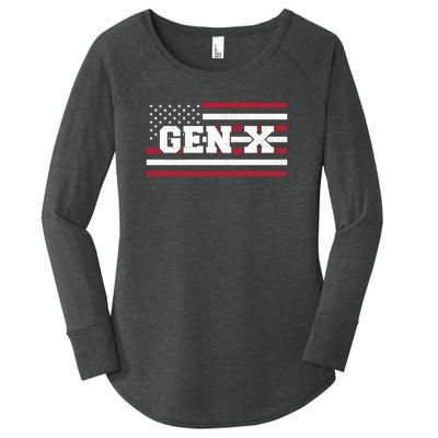 Generation X Gen Xer Gen X American Flag Gen X Women's Perfect Tri Tunic Long Sleeve Shirt