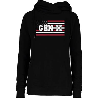 Generation X Gen Xer Gen X American Flag Gen X Womens Funnel Neck Pullover Hood