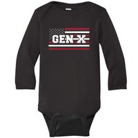 Generation X Gen Xer Gen X American Flag Gen X Baby Long Sleeve Bodysuit