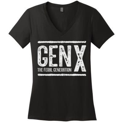 Generation X Gen X The Feral Generation Women's V-Neck T-Shirt