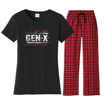 Generation X Gen Xer Gen X American Flag Gen X Women's Flannel Pajama Set