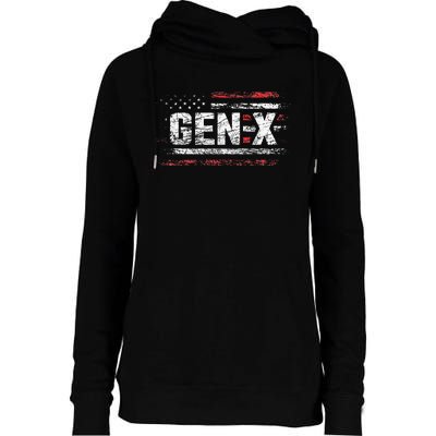 Generation X Gen Xer Gen X American Flag Gen X Womens Funnel Neck Pullover Hood