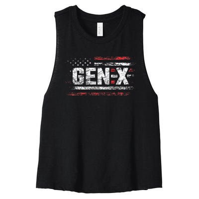 Generation X Gen Xer Gen X American Flag Gen X Women's Racerback Cropped Tank