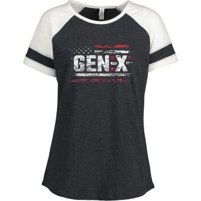 Generation X Gen Xer Gen X American Flag Gen X Enza Ladies Jersey Colorblock Tee