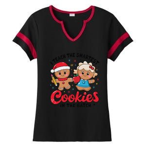 Gingerbread Xmas I Teach The Smartest Cookies In The Batch Ladies Halftime Notch Neck Tee