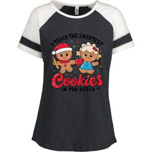 Gingerbread Xmas I Teach The Smartest Cookies In The Batch Enza Ladies Jersey Colorblock Tee