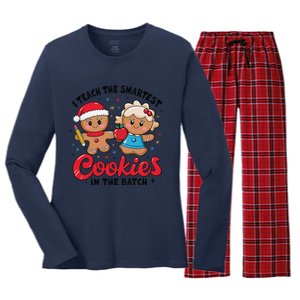 Gingerbread Xmas I Teach The Smartest Cookies In The Batch Women's Long Sleeve Flannel Pajama Set 