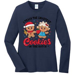 Gingerbread Xmas I Teach The Smartest Cookies In The Batch Ladies Long Sleeve Shirt