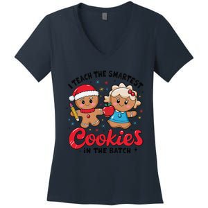 Gingerbread Xmas I Teach The Smartest Cookies In The Batch Women's V-Neck T-Shirt