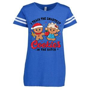 Gingerbread Xmas I Teach The Smartest Cookies In The Batch Enza Ladies Jersey Football T-Shirt