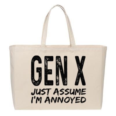 Gen X Just Assume I'm Annoyed Saying Funny Generation X Cotton Canvas Jumbo Tote