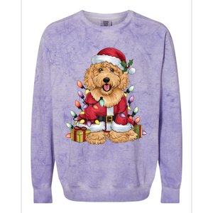 Goldendoodle Xmas Lighting Santa Goldendoodle Dog Christmas Gift Colorblast Crewneck Sweatshirt