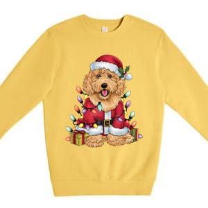 Goldendoodle Xmas Lighting Santa Goldendoodle Dog Christmas Gift Premium Crewneck Sweatshirt