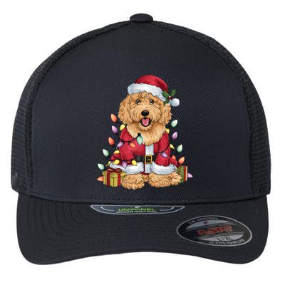 Goldendoodle Xmas Lighting Santa Goldendoodle Dog Christmas Gift Flexfit Unipanel Trucker Cap