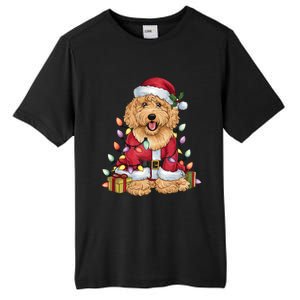 Goldendoodle Xmas Lighting Santa Goldendoodle Dog Christmas Gift Tall Fusion ChromaSoft Performance T-Shirt