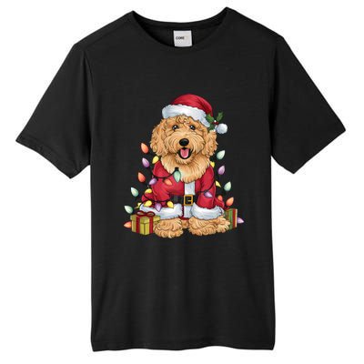 Goldendoodle Xmas Lighting Santa Goldendoodle Dog Christmas Gift Tall Fusion ChromaSoft Performance T-Shirt