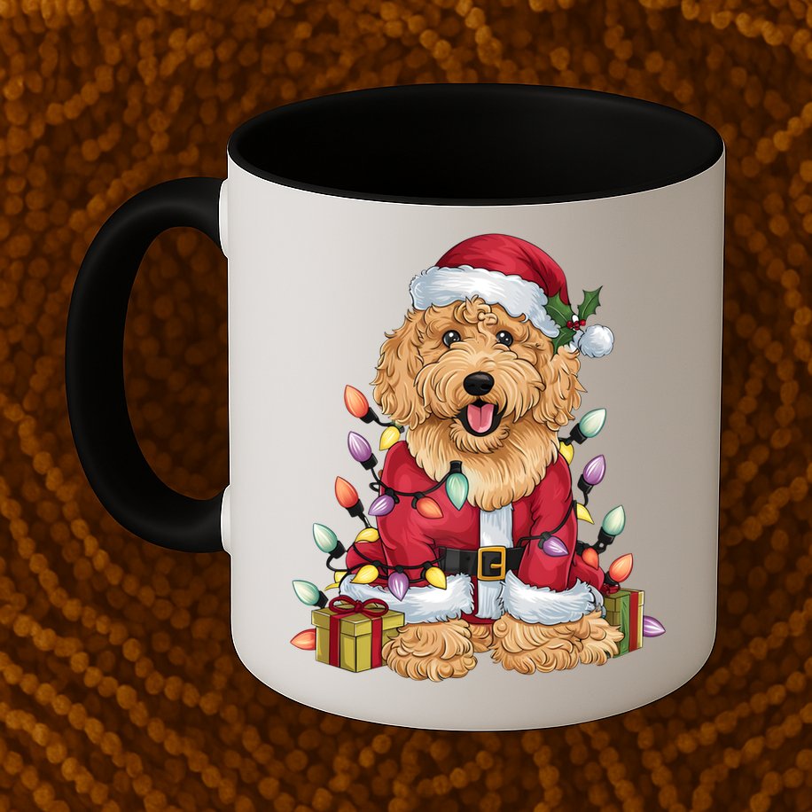 Goldendoodle Xmas Lighting Santa Goldendoodle Dog Christmas Gift Mug