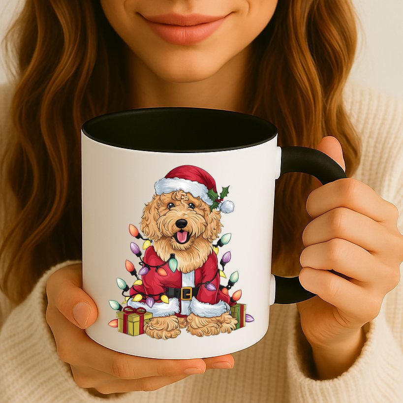Goldendoodle Xmas Lighting Santa Goldendoodle Dog Christmas Gift Mug