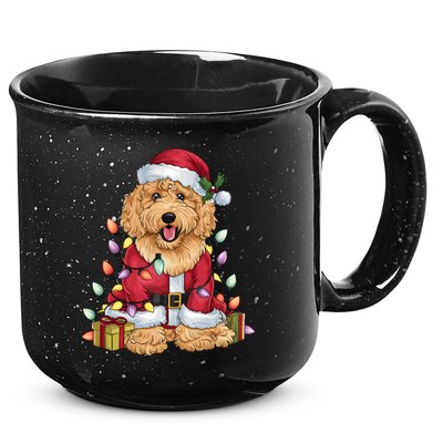 Goldendoodle Xmas Lighting Santa Goldendoodle Dog Christmas Gift 15oz Campfire Ceramic Mug