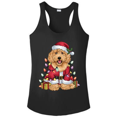 Goldendoodle Xmas Lighting Santa Goldendoodle Dog Christmas Gift Ladies PosiCharge Competitor Racerback Tank
