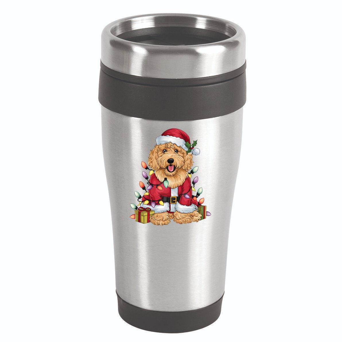 Goldendoodle Xmas Lighting Santa Goldendoodle Dog Christmas Gift 16oz Travel Tumbler