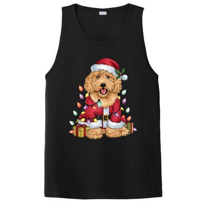 Goldendoodle Xmas Lighting Santa Goldendoodle Dog Christmas Gift PosiCharge Competitor Tank