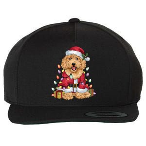 Goldendoodle Xmas Lighting Santa Goldendoodle Dog Christmas Gift Wool Snapback Cap