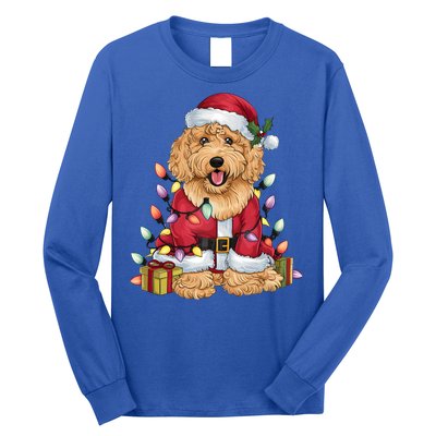 Goldendoodle Xmas Lighting Santa Goldendoodle Dog Christmas Gift Long Sleeve Shirt