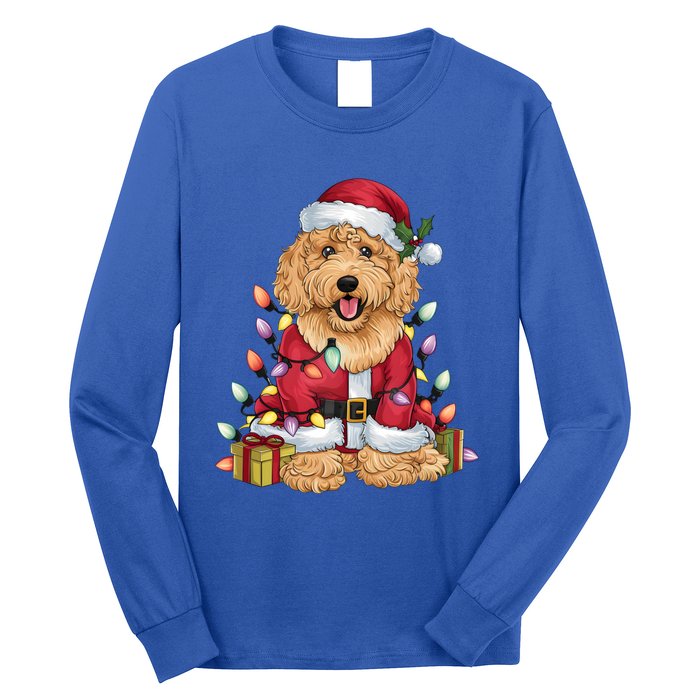 Goldendoodle Xmas Lighting Santa Goldendoodle Dog Christmas Gift Long Sleeve Shirt