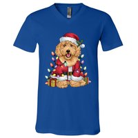 Goldendoodle Xmas Lighting Santa Goldendoodle Dog Christmas Gift V-Neck T-Shirt