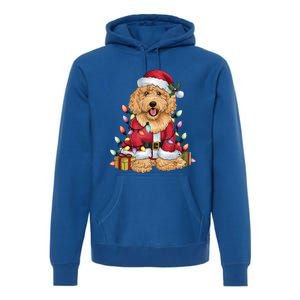 Goldendoodle Xmas Lighting Santa Goldendoodle Dog Christmas Gift Premium Hoodie