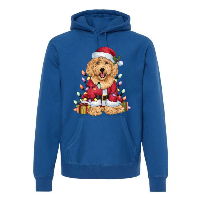 Goldendoodle Xmas Lighting Santa Goldendoodle Dog Christmas Gift Premium Hoodie