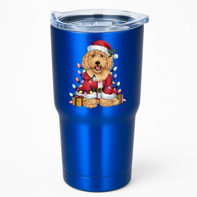 Goldendoodle Xmas Lighting Santa Goldendoodle Dog Christmas Gift Tumbler