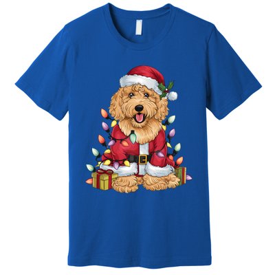 Goldendoodle Xmas Lighting Santa Goldendoodle Dog Christmas Gift Premium T-Shirt