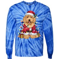 Goldendoodle Xmas Lighting Santa Goldendoodle Dog Christmas Gift Tie-Dye Long Sleeve Shirt