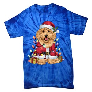 Goldendoodle Xmas Lighting Santa Goldendoodle Dog Christmas Gift Tie-Dye T-Shirt