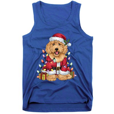 Goldendoodle Xmas Lighting Santa Goldendoodle Dog Christmas Gift Tank Top