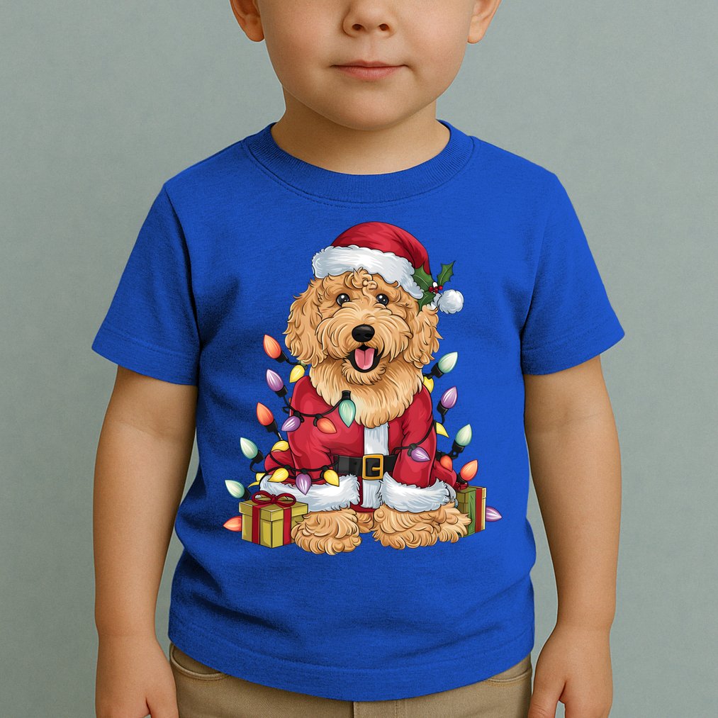 Goldendoodle Xmas Lighting Santa Goldendoodle Dog Christmas Gift Toddler T-Shirt