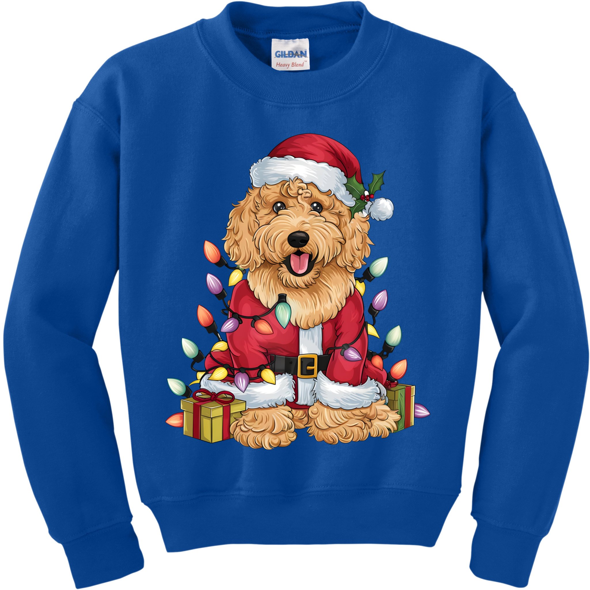 Goldendoodle Xmas Lighting Santa Goldendoodle Dog Christmas Gift Kids Sweatshirt