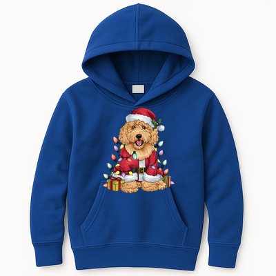 Goldendoodle Xmas Lighting Santa Goldendoodle Dog Christmas Gift Kids Hoodie