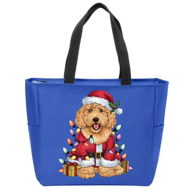 Goldendoodle Xmas Lighting Santa Goldendoodle Dog Christmas Gift Zip Tote Bag