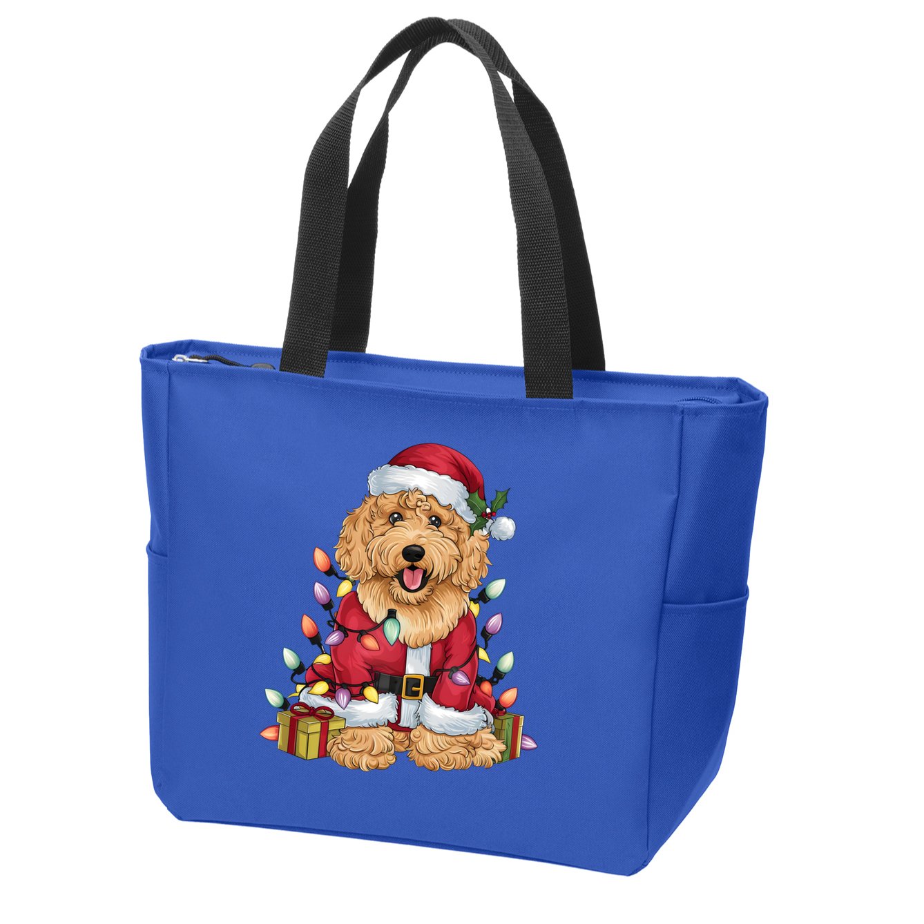 Goldendoodle Xmas Lighting Santa Goldendoodle Dog Christmas Gift Zip Tote Bag