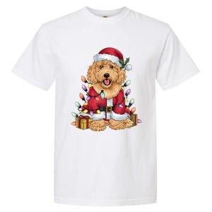 Goldendoodle Xmas Lighting Santa Goldendoodle Dog Christmas Gift Garment-Dyed Heavyweight T-Shirt