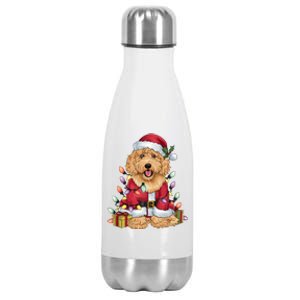 Goldendoodle Xmas Lighting Santa Goldendoodle Dog Christmas Gift Stainless Steel Insulated Water Bottle